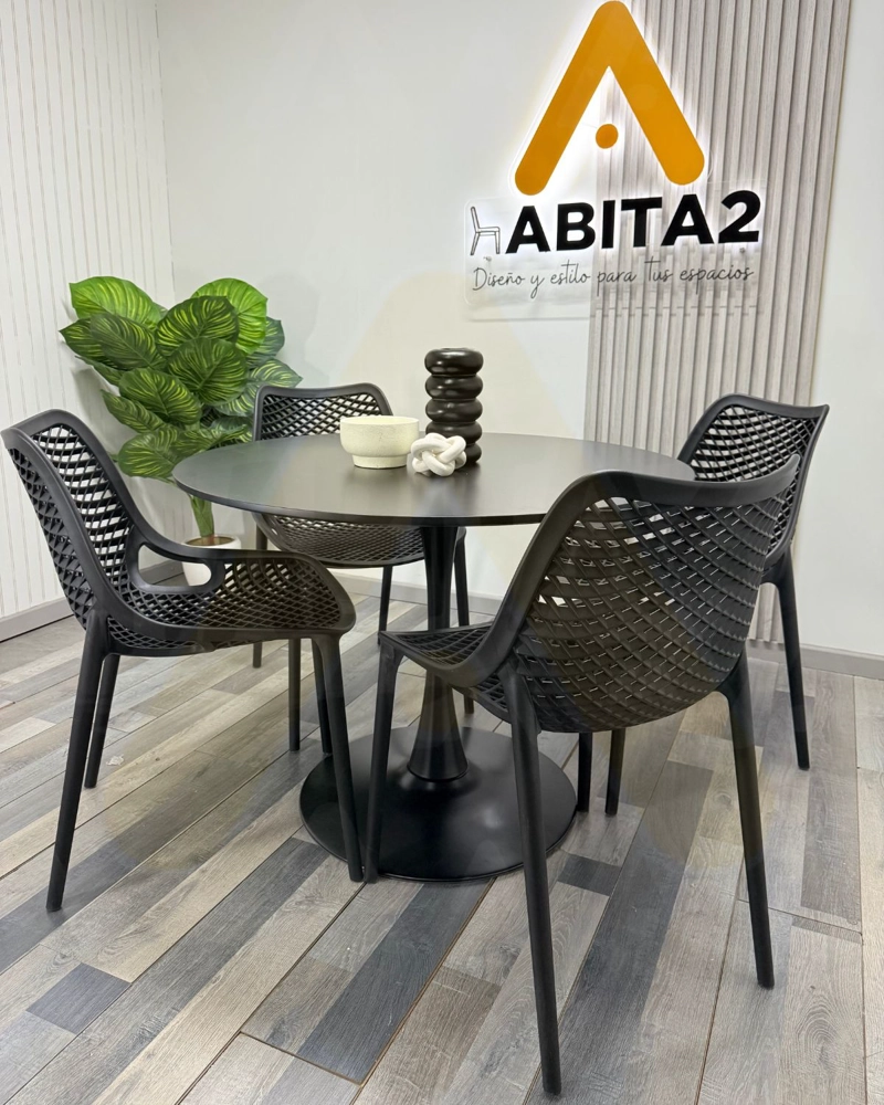 COMEDOR 4 PUESTOS NEGROS CITY TULIP 80 CM - 2