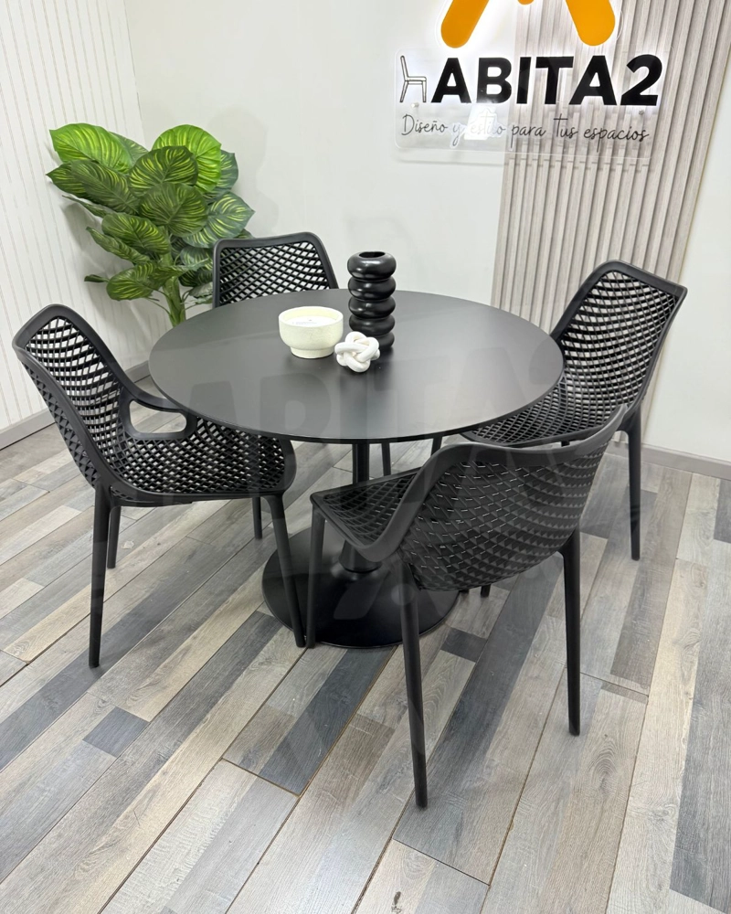 COMEDOR 4 PUESTOS NEGROS CITY TULIP 80 CM - 5