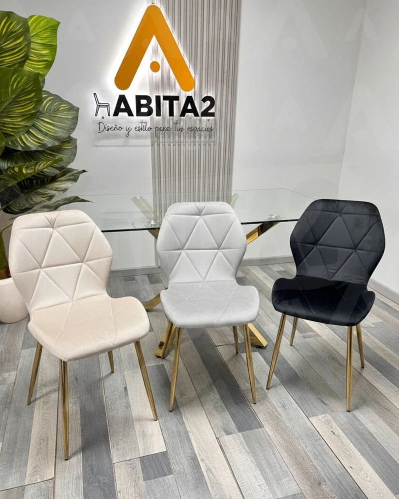 SILLA DE COMEDOR MODERNA AVIADOR TAPIZ FELPA GOLD - 3