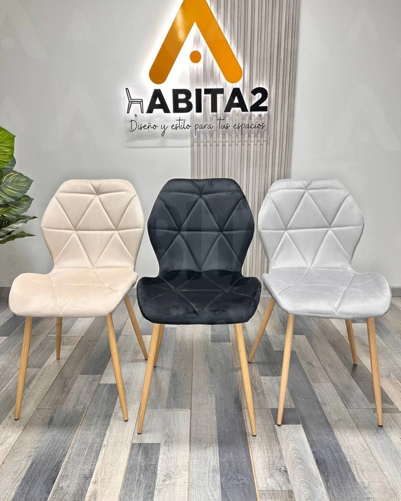 SILLA AVIADOR PATAS SIMIL MADERA TAPIZ FELPA - 3
