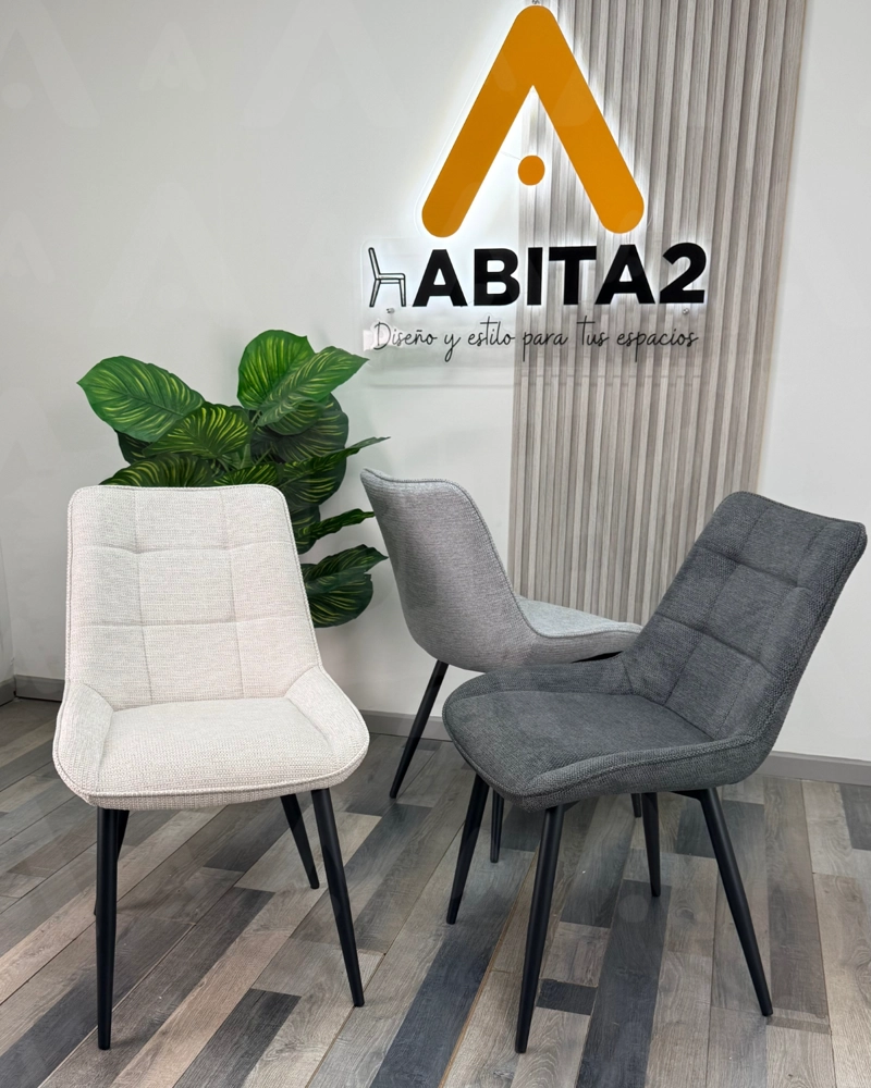 SILLAS TAPIZADAS ESTRUCTURA MODERNAS MERICHAIR BLACK - 4 UNIDADES - 4