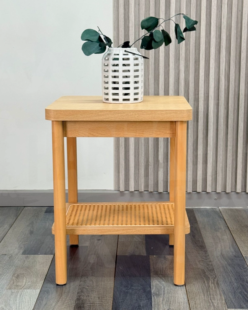 MESA AUXILIAR CUADRADA COZY MADERA Y RATTAN - 2