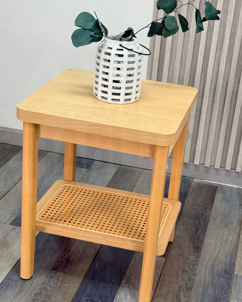 MESA AUXILIAR CUADRADA COZY MADERA Y RATTAN - 5