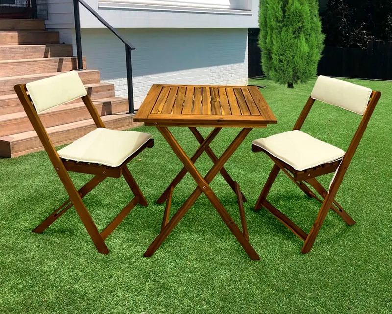 SET COMEDOR EXTERIOR PLEGABLE HOMEY ACOLCHADO - 3 PIEZAS - 5