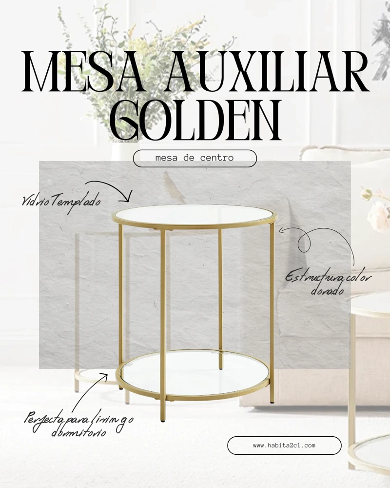 MESA DE CENTRO LIGERA 50 CM GOLDEN REDONDA - 2