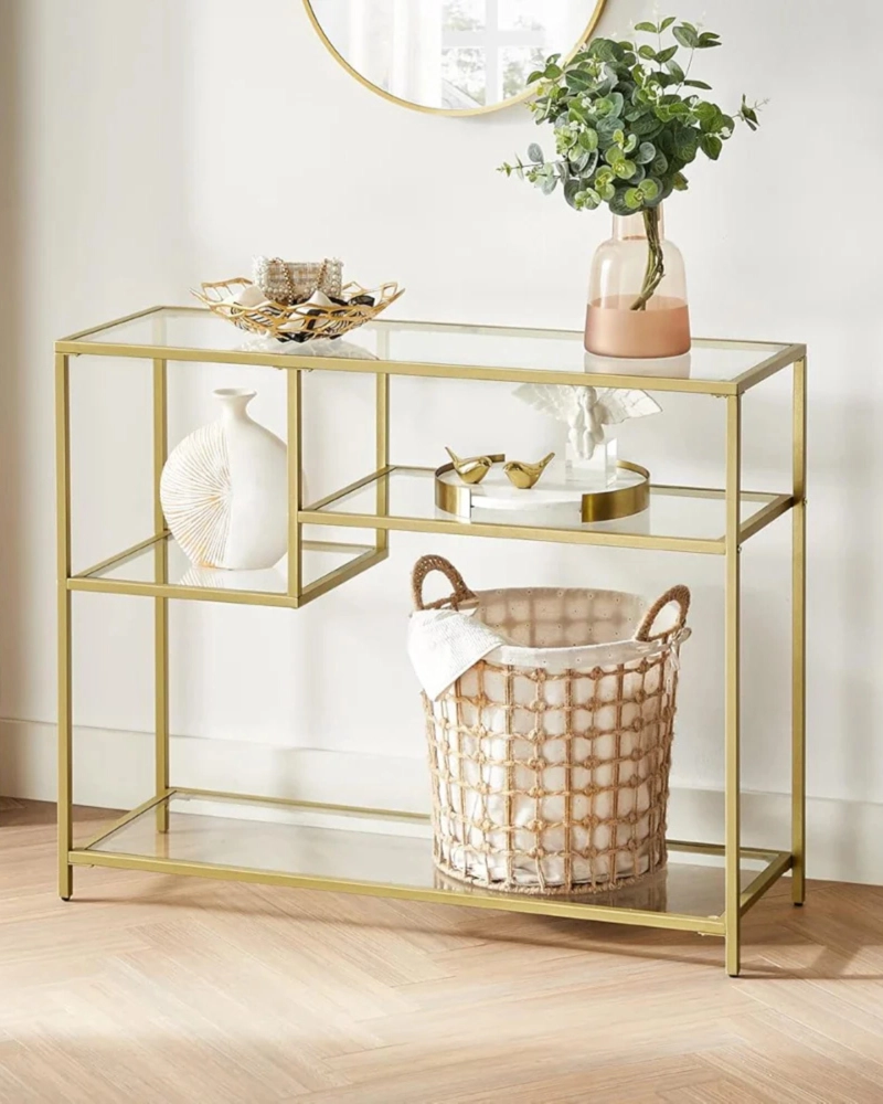 ARRIMO RECTANGULAR ASIMETRICO 100CM DE VIDRIO - DORADO - 4