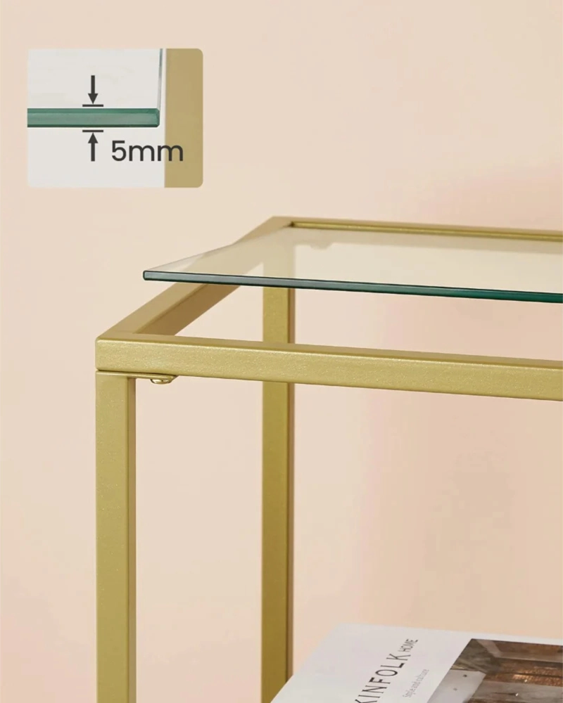 ARRIMO RECTANGULAR ASIMETRICO 100CM DE VIDRIO - DORADO - 5