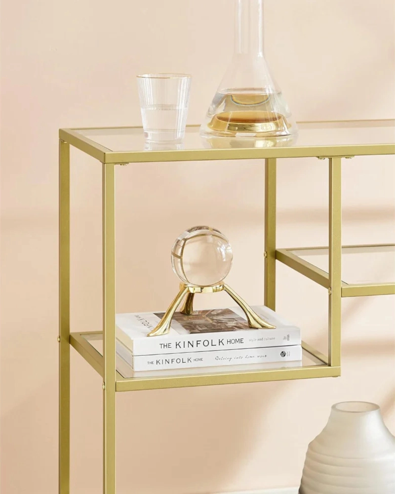 ARRIMO RECTANGULAR ASIMETRICO 100CM DE VIDRIO - DORADO - 6