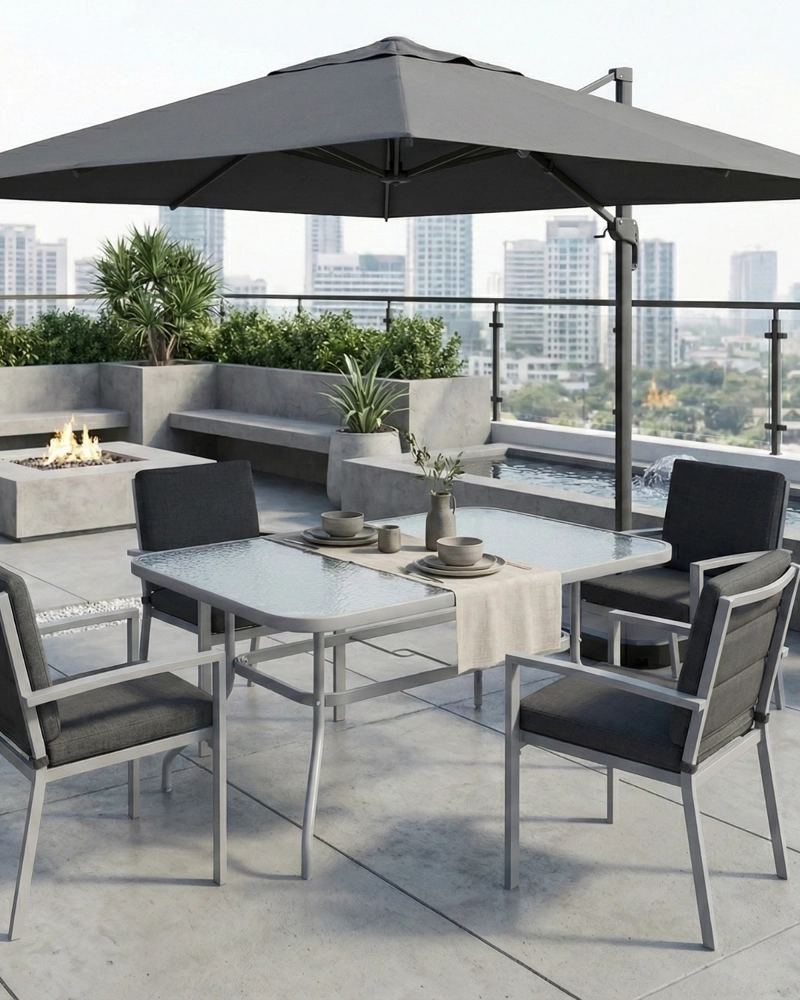 MESA RECTANGULAR DE EXTERIOR 140X80 TERRA - GRIS - 2