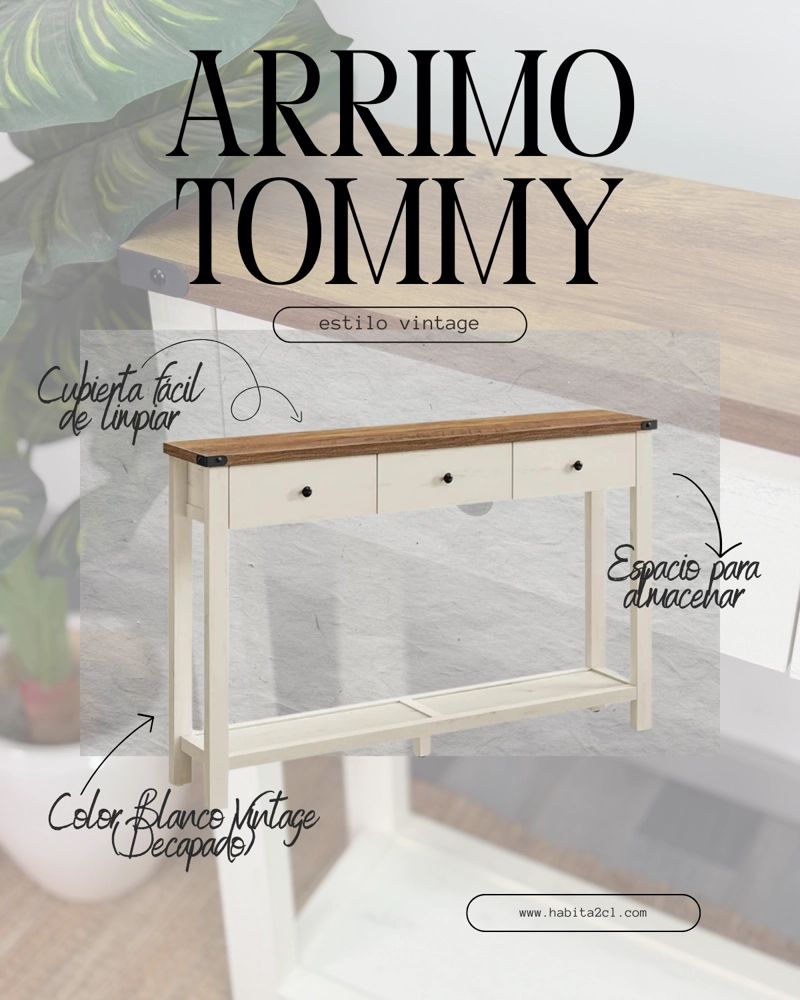 ARRIMO BLANCO CON CAJONERA RUSTICO 120 CM - 2