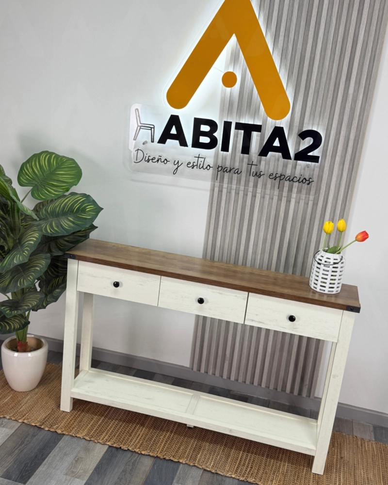 ARRIMO BLANCO CON CAJONERA RUSTICO 120 CM - 6