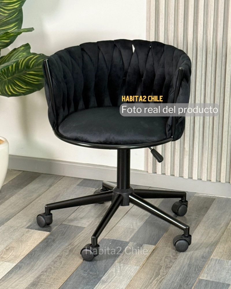 SILLA GIRATORIA TAPIZADA GALES BASE NEGRA - 2
