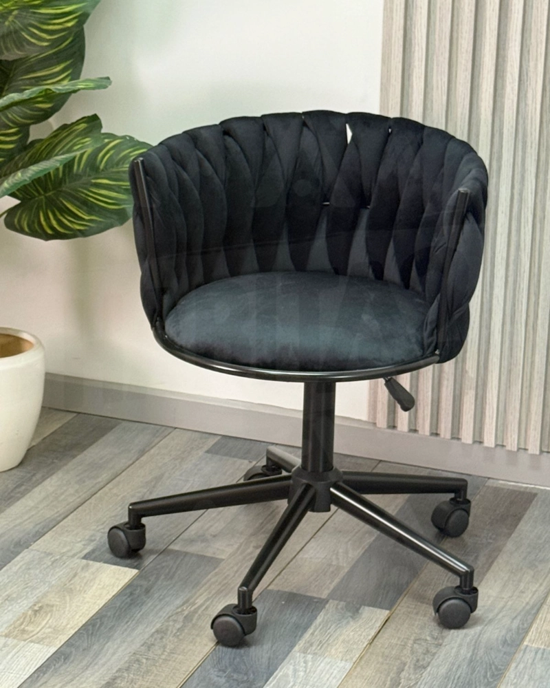 SILLA GIRATORIA TAPIZADA GALES BASE NEGRA - 3