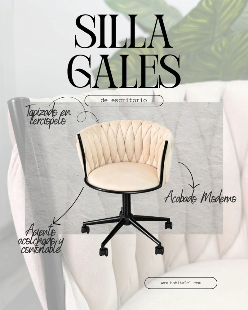 SILLA GIRATORIA TAPIZADA GALES BASE NEGRA - 4