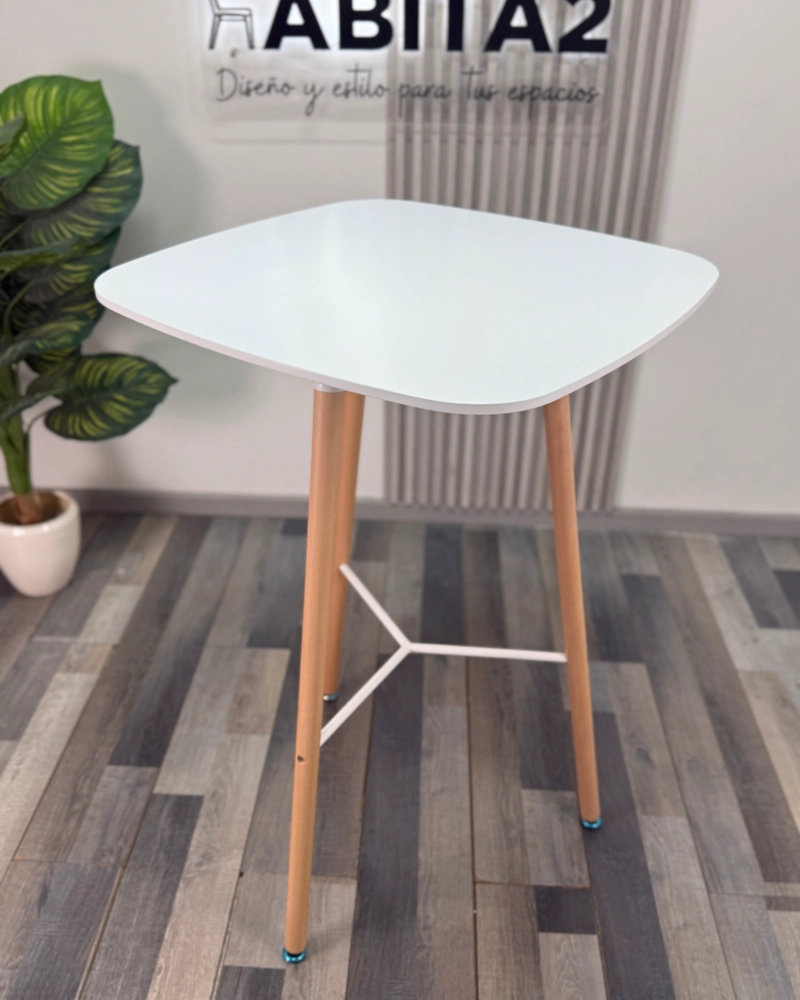 MESA ALTA ESTILO NORDICO CON CUBIERTA DE MDF - 70X70 CM - 2