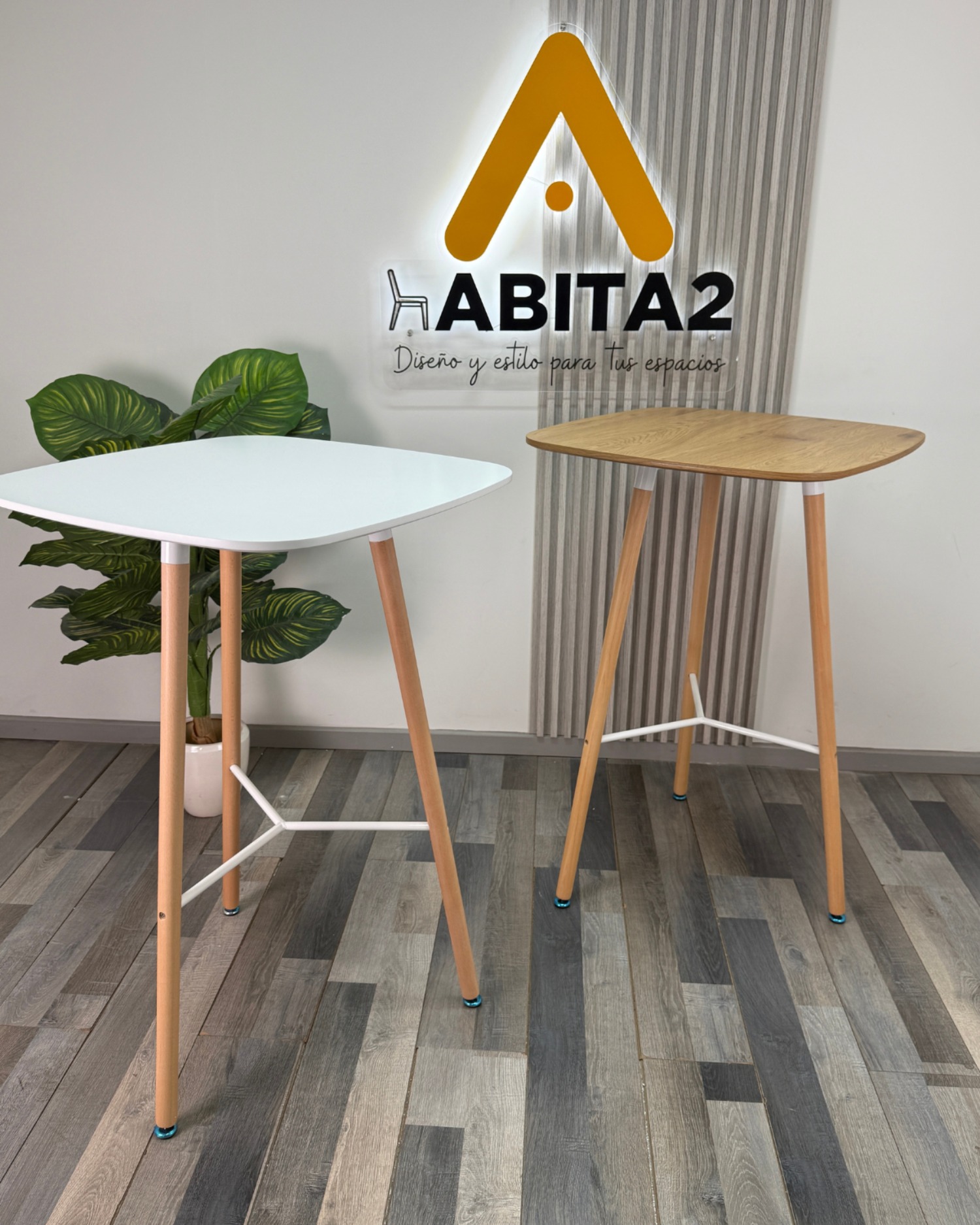 MESA ALTA ESTILO NORDICO CON CUBIERTA DE MDF - 70X70 CM - 3