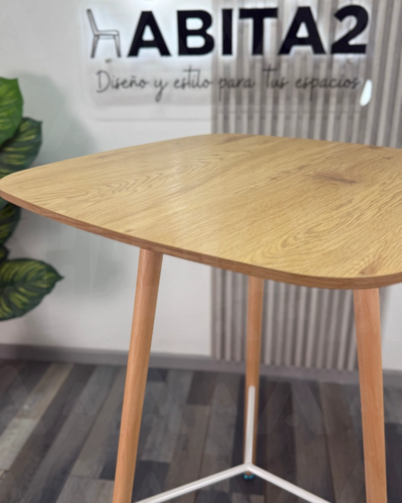 MESA ALTA ESTILO NORDICO CON CUBIERTA DE MDF - 70X70 CM - 6