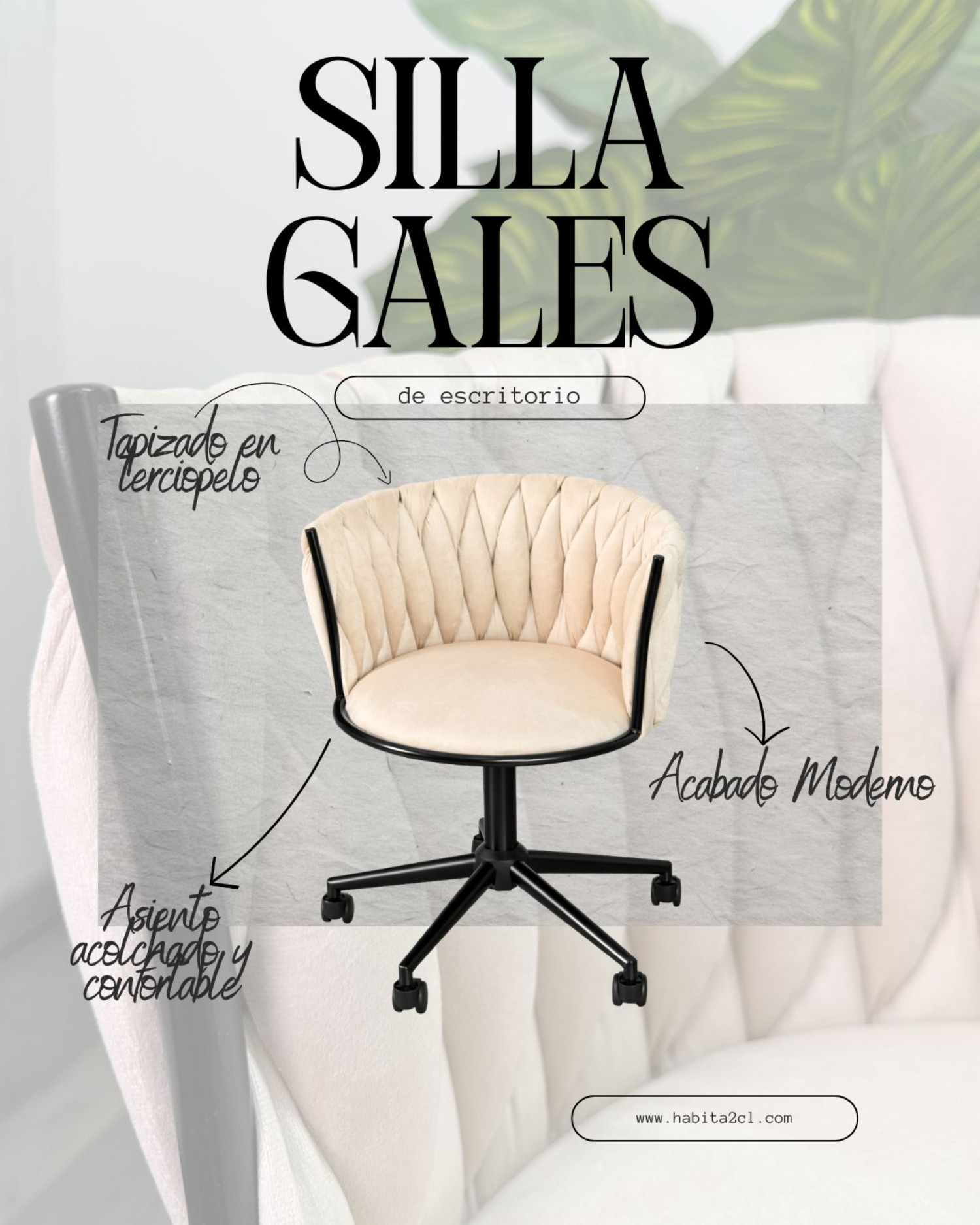 PACK 2 SILLAS MANICURISTAS GIRATORIAS GALES GLAMBLACK - 6