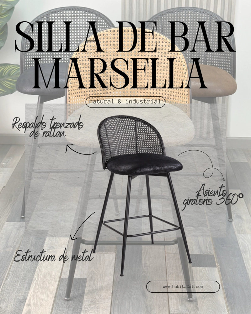 SILLA DE BAR GIRATORIA DE RATAN MARSELLA - 4
