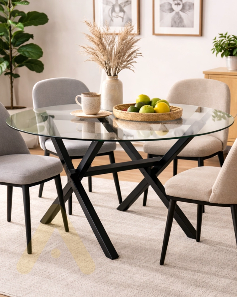 MESA DE VIDRIO REDONDA X BLACK 110 CM - 3