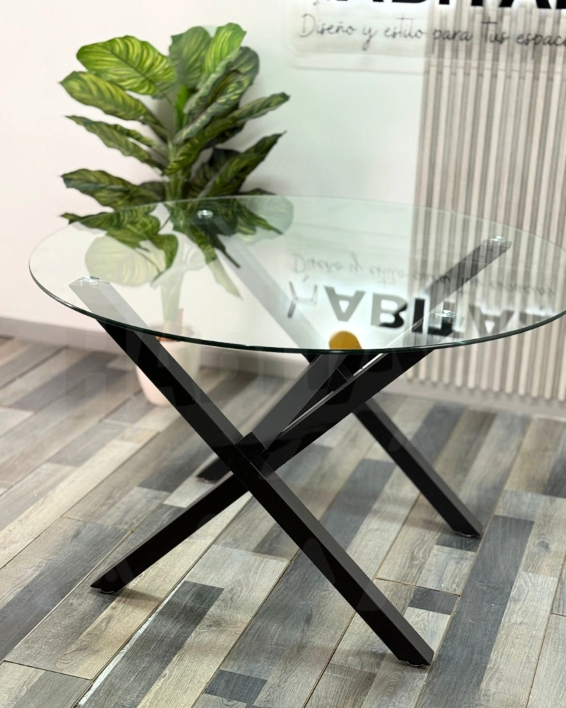 MESA DE VIDRIO REDONDA X BLACK 120 CM - 2