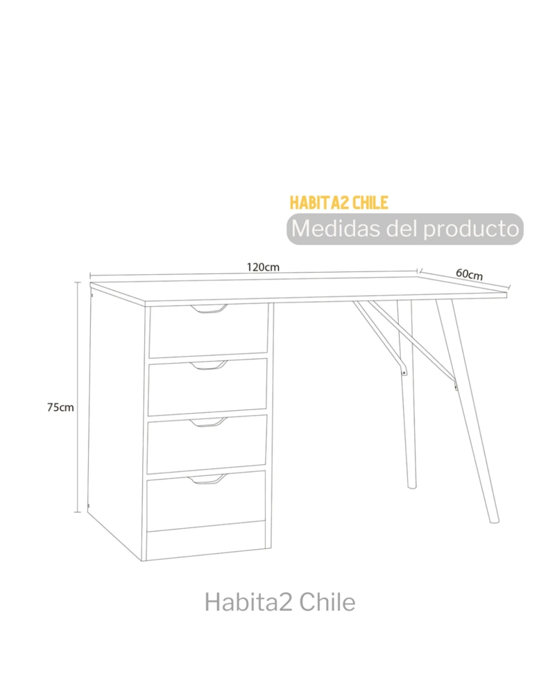 ESCRITORIO 120 CM CON 4 CAJONES SUNSET - 3
