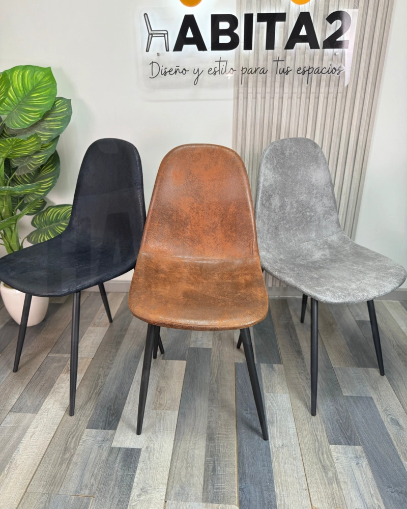 SILLA TRENDY ECOCUERO CON BASE NEGRA - 3