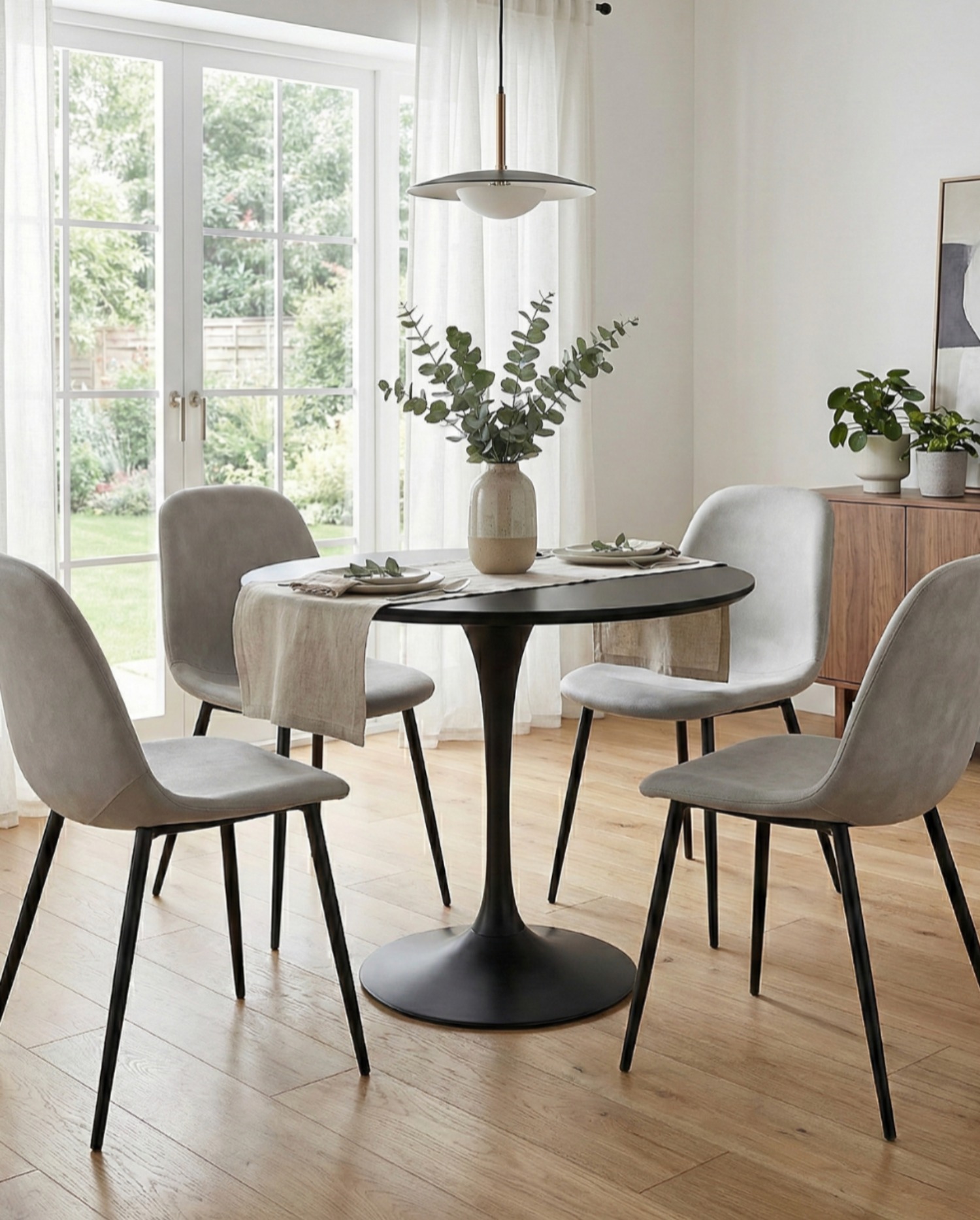 SILLA TRENDY ECOCUERO CON BASE NEGRA - 4