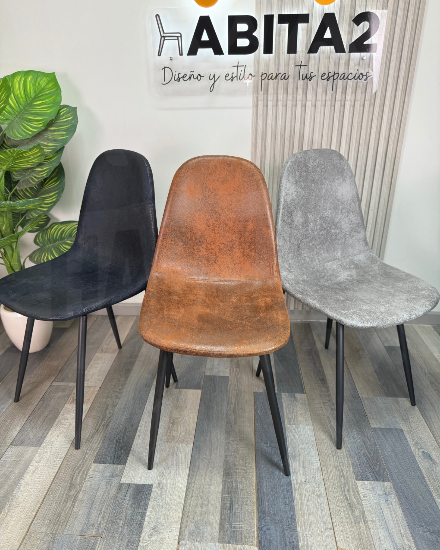 PACK 2 SILLAS TRENDY ECOCUERO BASE NEGRA - 3