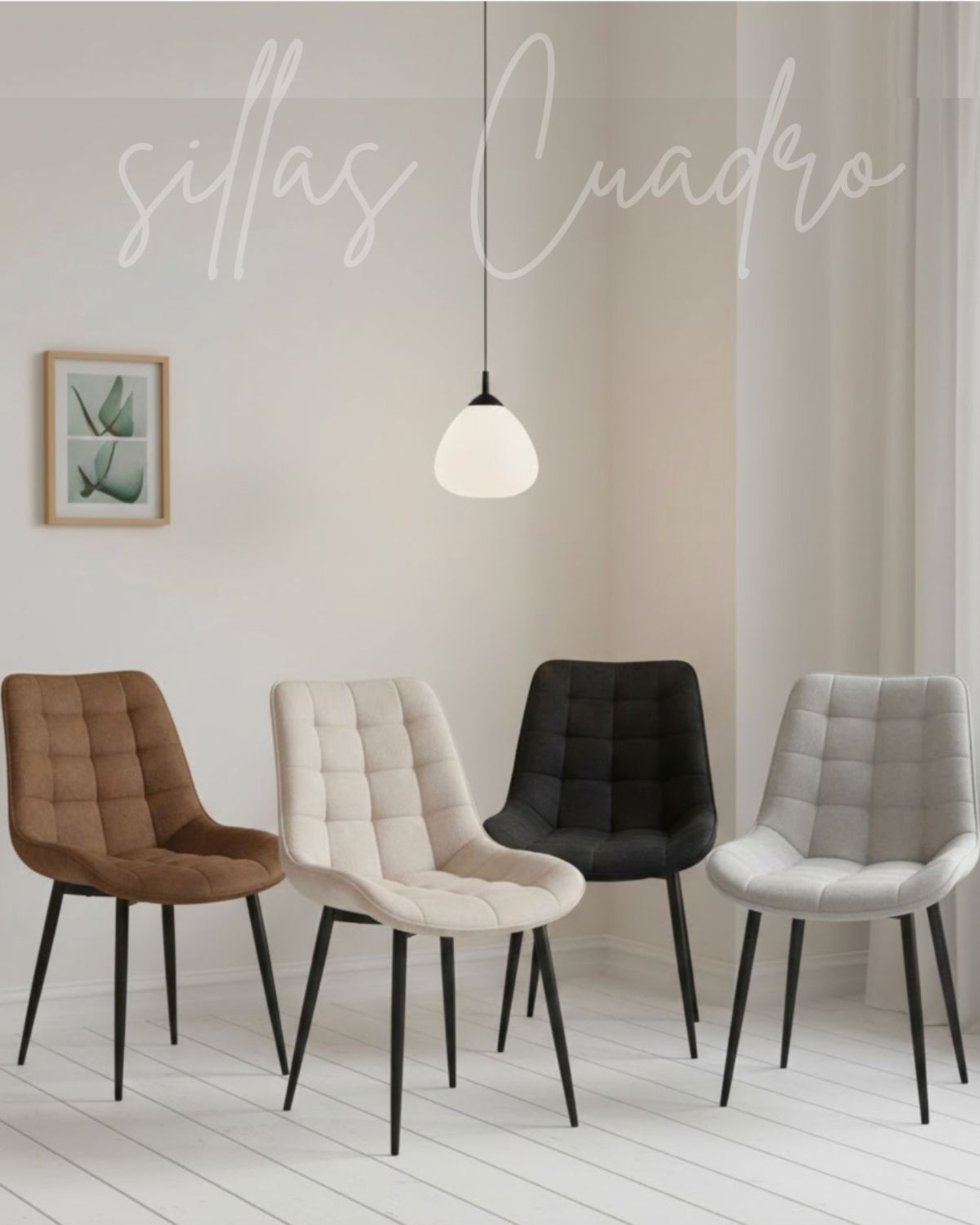 SILLA O SITIAL CUADROS DE FELPA PARA COMEDOR O LIVING - CAFE - 2