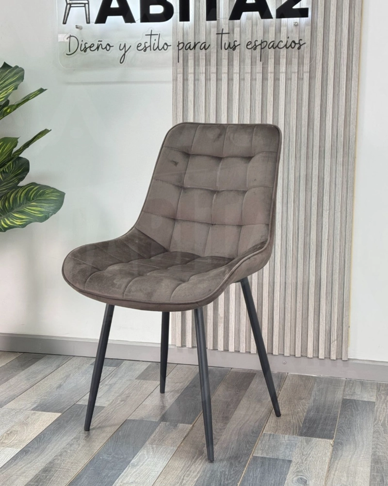SILLA O SITIAL CUADROS DE FELPA PARA COMEDOR O LIVING - CAFE - 3