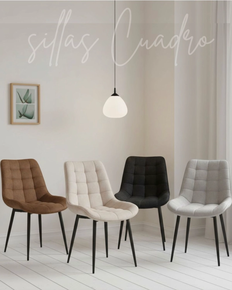 PACK 2 SILLA O SITIAL CUADROS DE FELPA PARA COMEDOR O LIVING - CAFE - 4