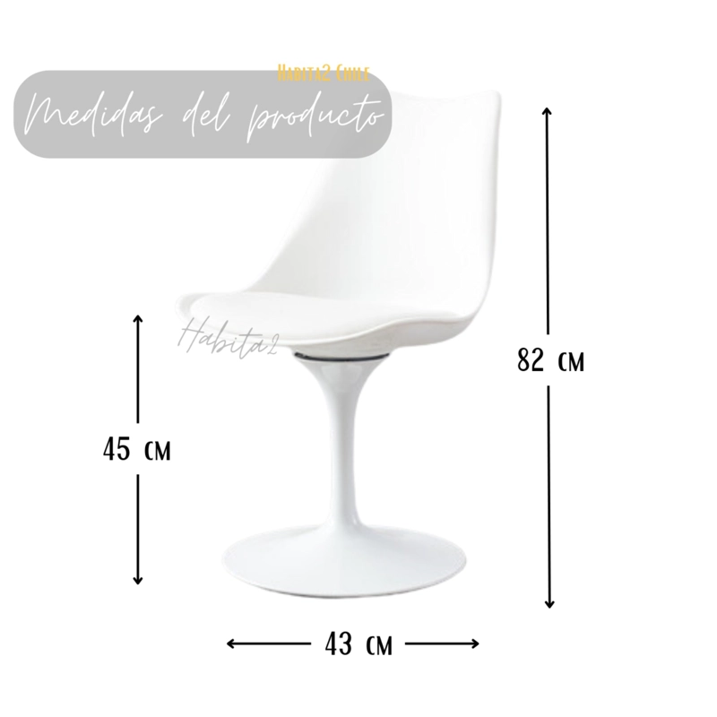 PACK 2 SILLAS TULIP IRON CON PEDESTAL BLANCO - 5