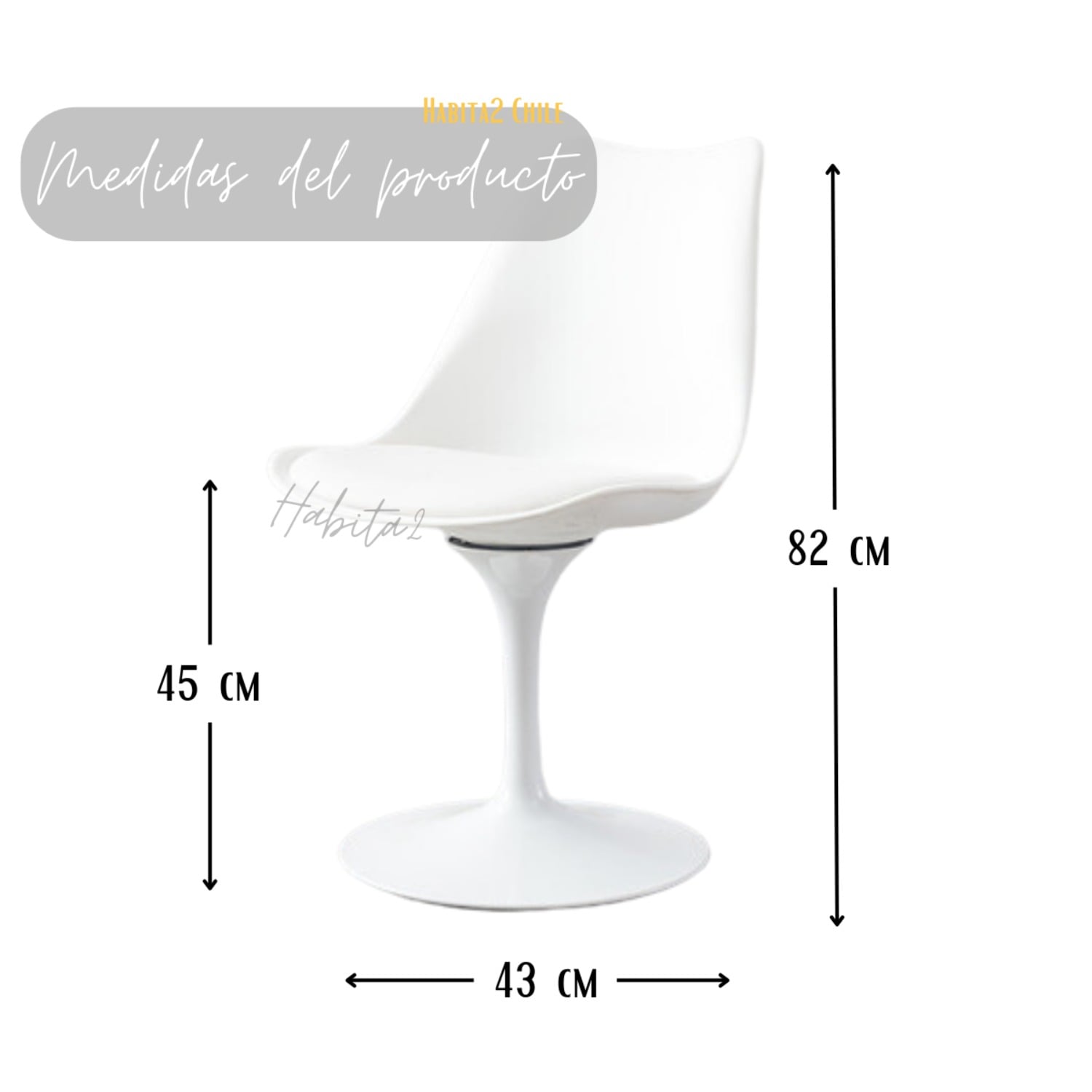 PACK 2 SILLAS TULIP IRON CON PEDESTAL BLANCO - 5