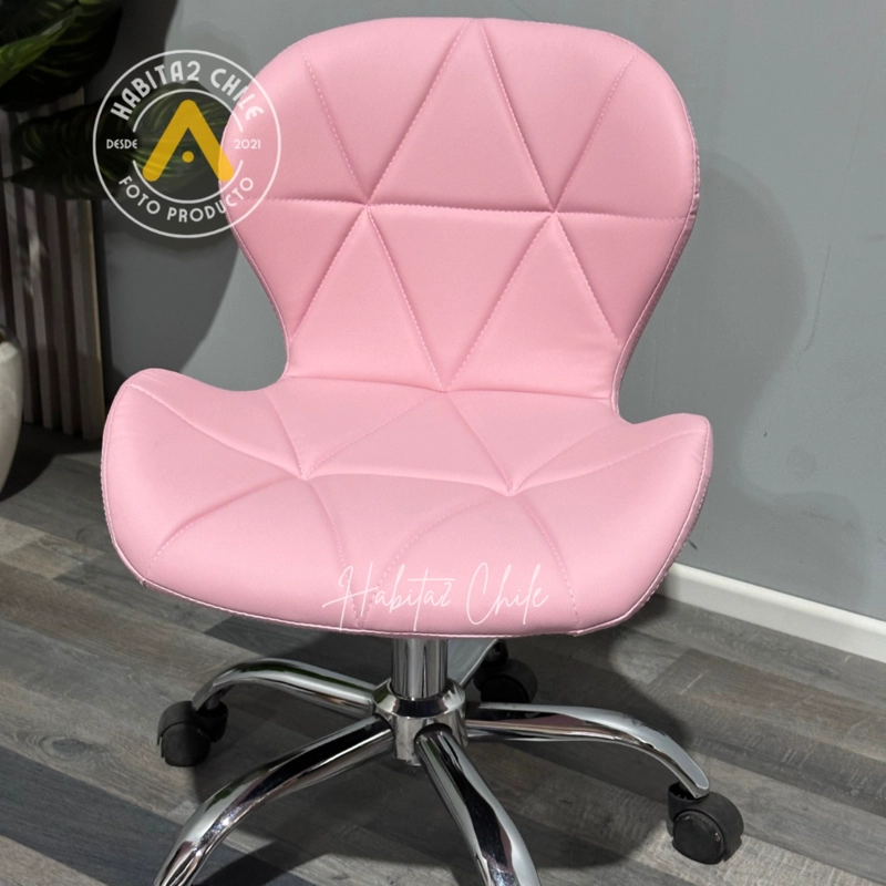 PACK 2 SILLAS WORK MARIPOSAS SILLA ALTURA AJUSTABLE CON RUEDAS + SILLA FIJA BASE MADERA - ROSA - 4