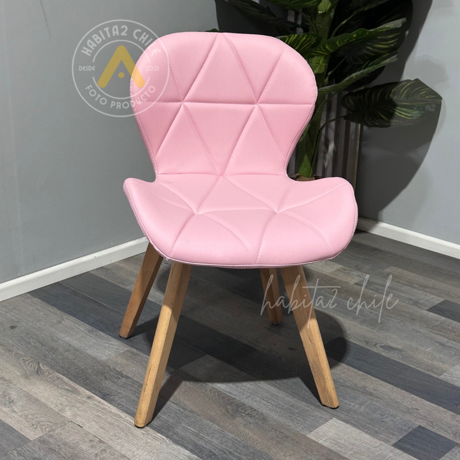 PACK 2 SILLAS WORK MARIPOSAS SILLA ALTURA AJUSTABLE CON RUEDAS + SILLA FIJA BASE MADERA - ROSA - 5
