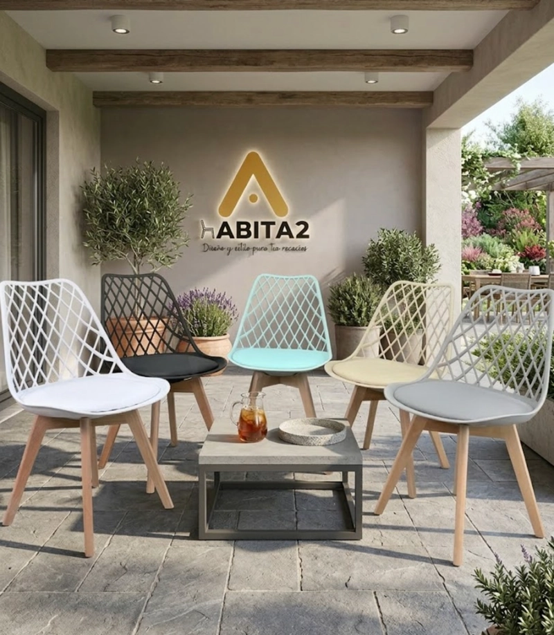 PACK 2 SILLAS TULIP MESH ACOLCHADA ECOCUERO - 4