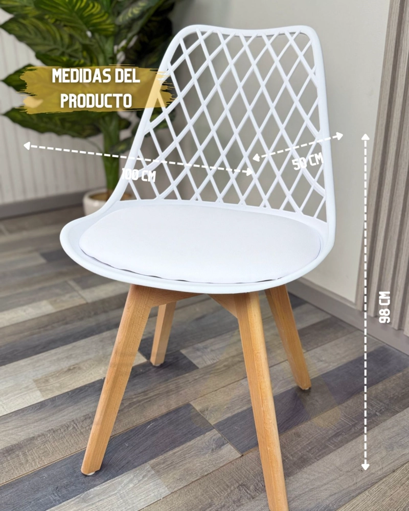 PACK 2 SILLAS TULIP MESH ACOLCHADA ECOCUERO - 5