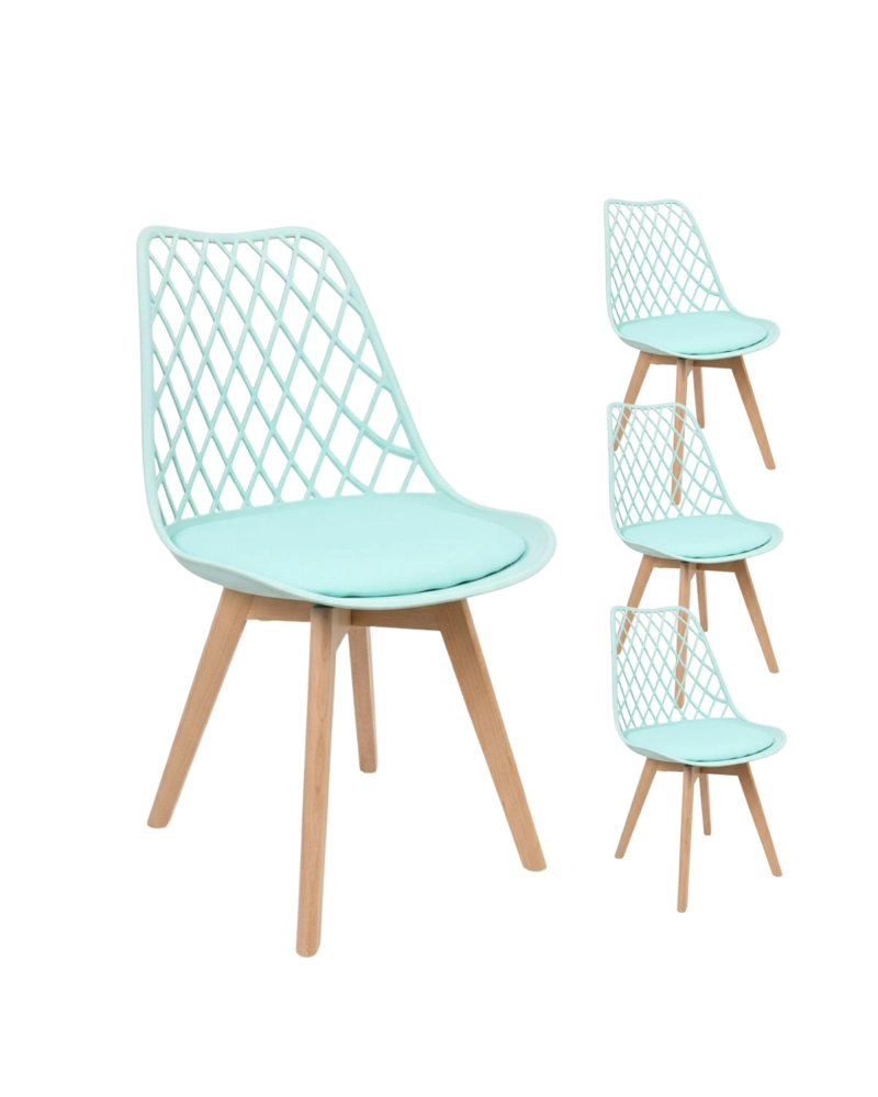 PACK 4 SILLAS TULIP MESH ACOLCHADA ECOCUERO - 1