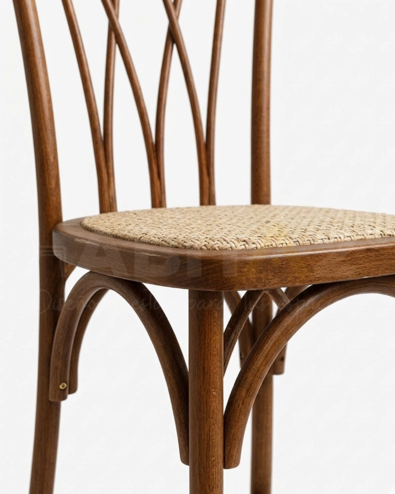SILLA ALTA DE BAR AMELIA DE MADERA Y RATTAN - 2