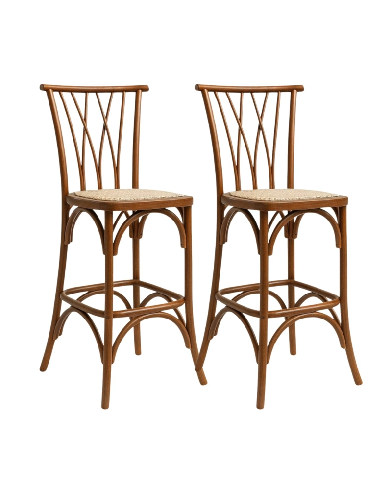 PACK 2 SILLAS ALTAS DE BAR CON MADERA AMELIA - 1