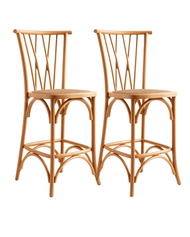 PACK 2 SILLAS ALTAS DE BAR CON MADERA AMELIA - 1