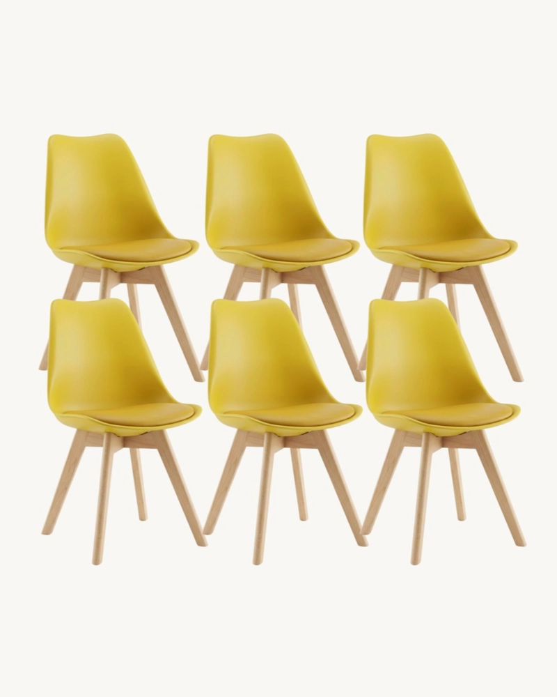 PACK 6 SILLAS DE COMEDOR TULIP ACOLCHADAS - 1