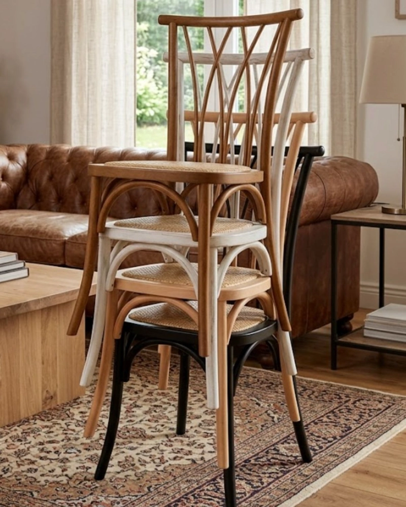 SILLA AMELIA DE MADERA Y RATTAN VINTAGE - 4