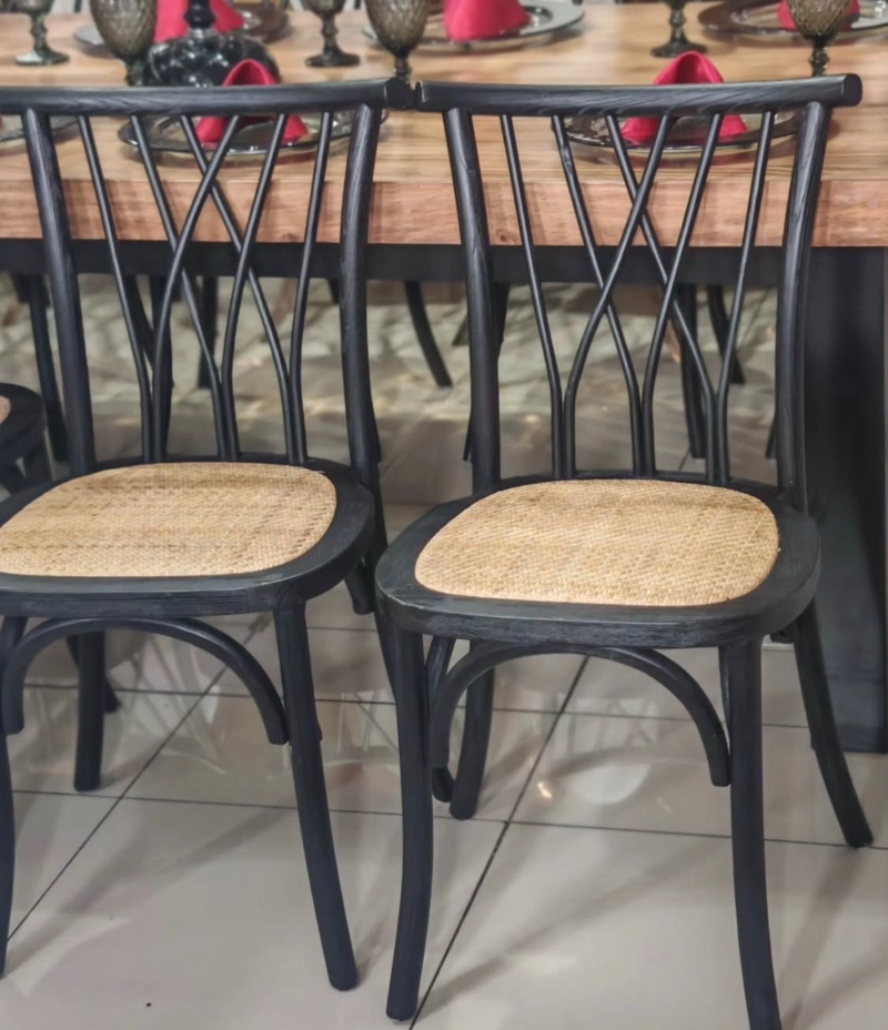 PACK 4 SILLA AMELIA DE MADERA Y RATTAN VINTAGE - 2