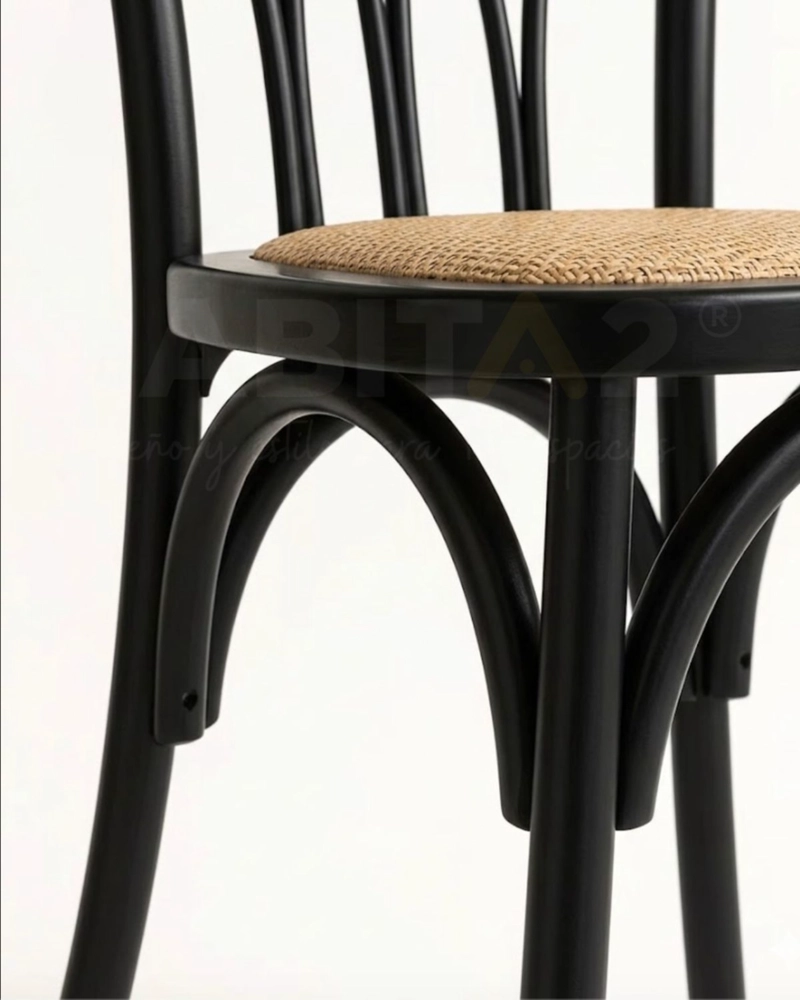 PACK 4 SILLA AMELIA DE MADERA Y RATTAN VINTAGE - 3