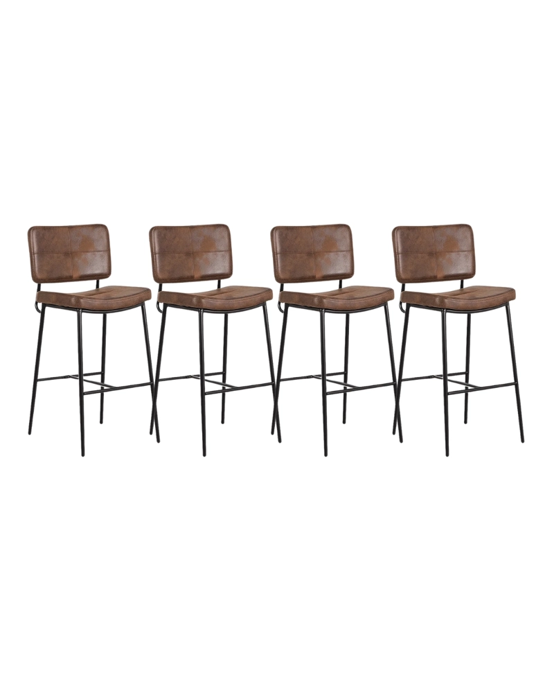 PACK 4 TABURETES CUERO SINTETICO ALTO COFFEE METALICAS - 1