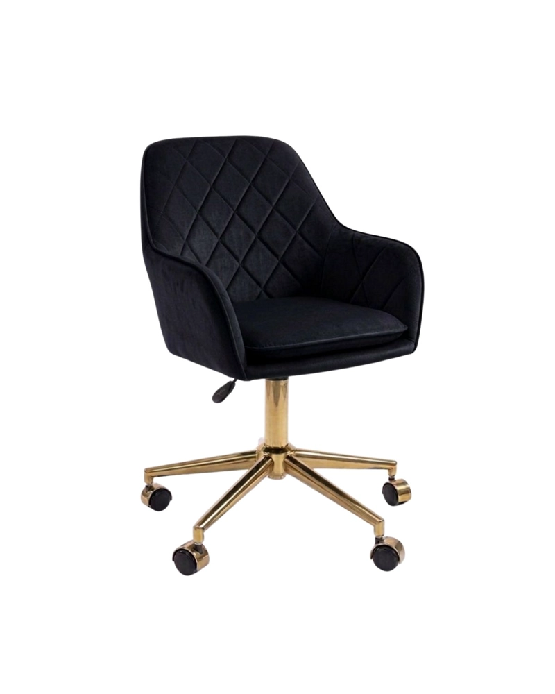 SILLA ESCRITORIO LUX FELPA PEDESTAL DORADO - 1