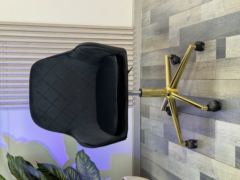 SILLA ESCRITORIO LUX FELPA PEDESTAL DORADO - 2