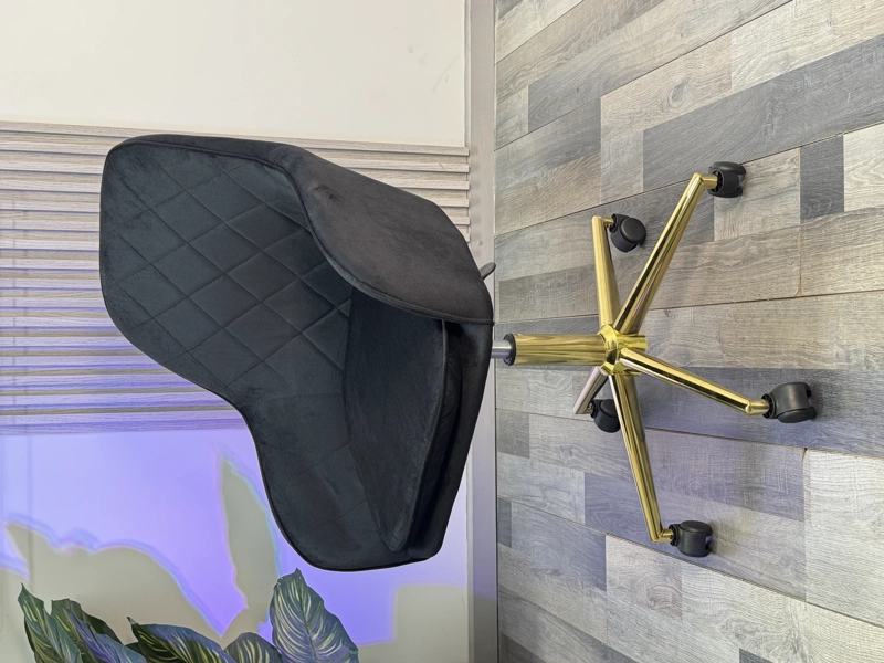 SILLA ESCRITORIO LUX FELPA PEDESTAL DORADO - 5